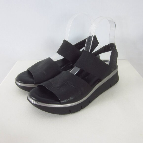 The Flexx Women 7 Black Silver Soft Leather Ankle Strap Platform Sandals $145 - Picture 1 of 11